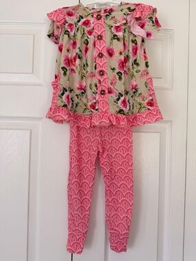Laree + Co Bamboo Girls 3T Floral Tunic & Legging Set